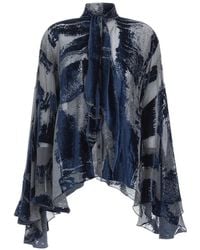Roberto Cavalli - Chemise À Col Lavallière Et Effet Dévoré - Lyst