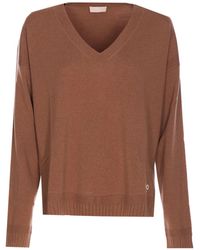 Liu Jo - Logo-Embroidered V-Neck Top - Lyst