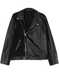 Undercover - Panelled Leather Biker Jacket - Lyst