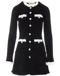 Self-Portrait - Floral-Button Chenille-Knit Mini Dress - Lyst