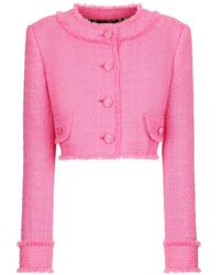 Dolce & Gabbana - Round-Neck Cropped Tweed Jacket - Lyst