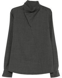 J.L-A.L - High-Neck Gathered-Detail Shirt - Lyst