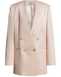 Alberta Ferretti - Double-Breasted Silk Blazer - Lyst