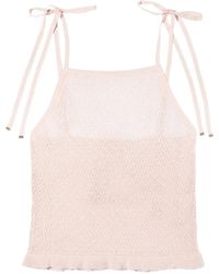Ganni - Pointelle-Knit Tank Top - Lyst