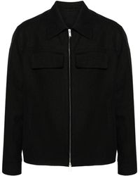 Lardini - Linen Chambray Zipped Jacket - Lyst