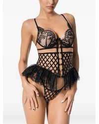 GOD SAVES QUEENS - Lace-Trimmed Ruffled Bodysuit - Lyst