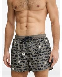 Aeronautica Militare - Logo-Print Drawstring Swim Shorts - Lyst