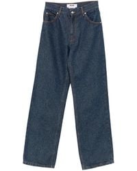 MSGM - Vaqueros Con Logo Bordado Y Costuras En Contraste - Lyst
