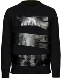 MM6 by Maison Margiela - Crew Neck Sweater With Metallic Stripe Detail - Lyst