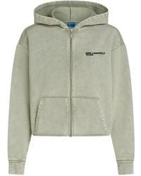 KARL LAGERFELD - Washed Zip-Up Hoodie - Lyst
