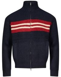 Song For The Mute - Striped Ribbed-Knit Zip-Up Cardigan - Lyst