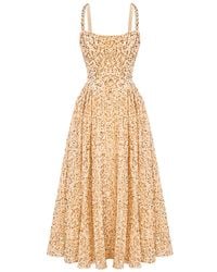 POST MERIDIEM - Sequin Corset Midi Dress - Lyst