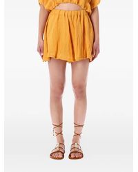 120% Lino - Short Élastiqué À Effet Froissé - Lyst