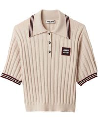 Miu Miu - Ribbed-knit Cashmere Polo Shirt - Lyst