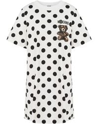 Moschino - Polka-Dot Teddy Mini Day Dress - Lyst