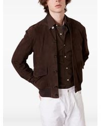 Officine Generale - Button-Up Suede Bomber Jacket - Lyst