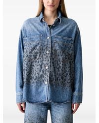 Liu Jo - Rhinestone-Embellished Leopard-Print Shirt - Lyst