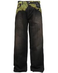 Doublet - Moss-Detail Wide Leg Jeans - Lyst