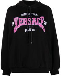 Versace - Logo-Print Cotton Hoodie - Lyst