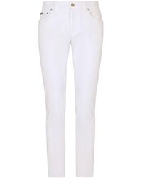 Dolce & Gabbana - Jeans Slim Con Placca Logo - Lyst