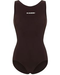 Jil Sander - Logo-Print Open-Back Swimsuit - Lyst
