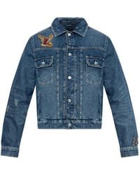 AllSaints - Exile Denim Jack Verfraaid Met Patch - Lyst
