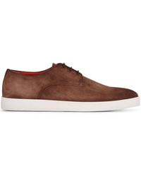 Santoni - Lace-up Suede Sneakers - Lyst