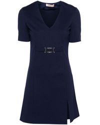 Twin Set - V-neck Jersey Mini Dress - Lyst