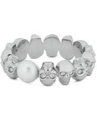 McQueen - Skull-Pearl Ring - Lyst