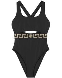 Versace - Greca Border Cut-out Swimsuit - Lyst