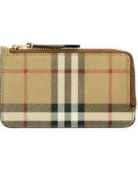 Burberry - Porte-cartes zippé Check - Lyst