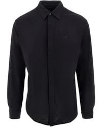 Emporio Armani - Logo-Embroidered Long-Sleeve Shirt - Lyst