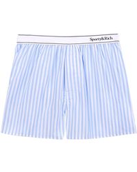 Sporty & Rich - Logo-Waistband Poplin Shorts - Lyst