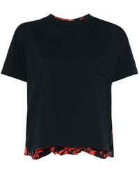 Sacai - Floral-print Panelled Cotton T-shirt - Lyst