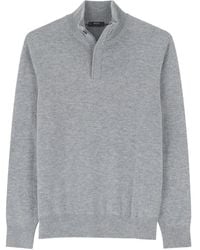 BOGGI - Roll Neck Jumper Quarter-Zip Wool Cashmere Mélange - Lyst