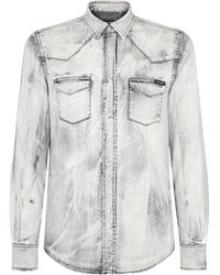 Dolce & Gabbana - Bleach Wash Denim Shirt - Lyst