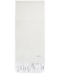 Brioni - Logo-Embroidered Fringed Scarf - Lyst