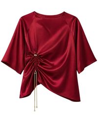 Danamé - Ruched-Detail Satin Blouse - Lyst