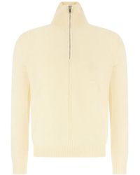 Alpha Studio - Quarter-Zip Ribbed-Trim Sweater - Lyst
