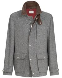 Brunello Cucinelli - Cashmere And Silk Diagonal Field Jacket With Nappa-Leather Inserts - Lyst