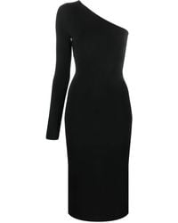 Victoria Beckham - Vestido midi de canalé con hombro descubierto - Lyst