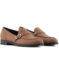 Giorgio Armani - Buckle-Strap Leather Loafers - Lyst