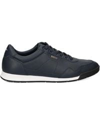 BOSS - Nappa-Leather Trainers With Perforated Details - Lyst