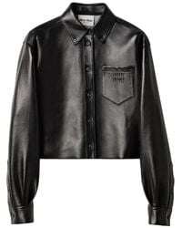 Miu Miu - Leather Shirt Jacket - Lyst