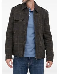 Sisley - Checked Zip-Front Shirt Jacket - Lyst