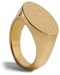 DSquared² - Logo-Engraved Burnished-Finish Ring - Lyst