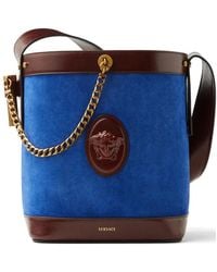 Versace - Pivot Small Suede Bucket Bag - Lyst