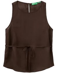 Benetton - Sleeveless Belted Blouse - Lyst