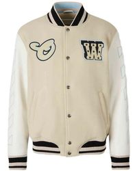Off-White c/o Virgil Abloh - Leather Bomber Jacket - Lyst