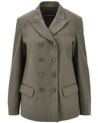 Emporio Armani - Double-Breasted Virgin Wool Blazer - Lyst